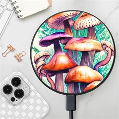 Witchy Mushrooms In The Woods Wireless Fast Charger(black) by GardenOfOphir