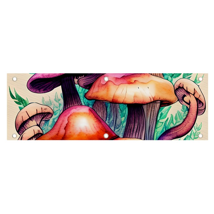 Witchy Mushrooms In The Woods Banner and Sign 6  x 2 