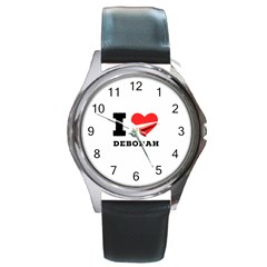 I Love Deborah Round Metal Watch by ilovewhateva