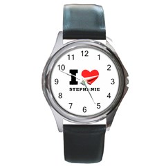 I Love Stephanie Round Metal Watch by ilovewhateva