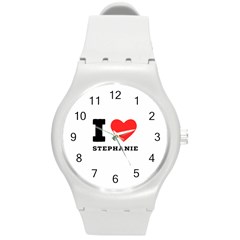 I Love Stephanie Round Plastic Sport Watch (m) by ilovewhateva