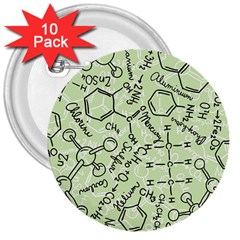 Multicolored Chemical Bond Illustration Chemistry Formula Science 3  Buttons (10 Pack)  by Jancukart