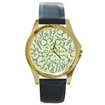 Multicolored Chemical Bond Illustration Chemistry Formula Science Round Gold Metal Watch Front