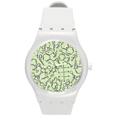 Multicolored Chemical Bond Illustration Chemistry Formula Science Round Plastic Sport Watch (m) by Jancukart