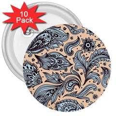 Texture Ornament Paisley 3  Buttons (10 Pack)  by Jancukart