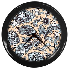 Texture Ornament Paisley Wall Clock (black)