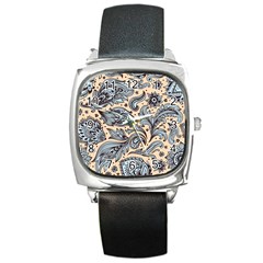 Texture Ornament Paisley Square Metal Watch