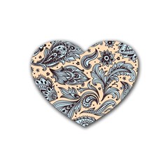 Texture Ornament Paisley Rubber Heart Coaster (4 Pack) by Jancukart