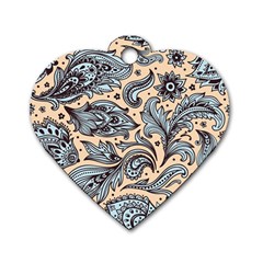 Texture Ornament Paisley Dog Tag Heart (two Sides)