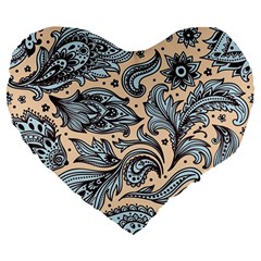 Texture Ornament Paisley Large 19  Premium Heart Shape Cushions