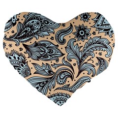 Texture Ornament Paisley Large 19  Premium Flano Heart Shape Cushions