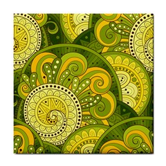 Doodles Patterns Ornament Vector Flowers Green Tile Coaster by Jancukart