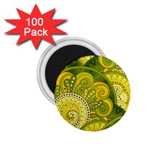 Doodles Patterns Ornament Vector Flowers Green 1 75  Magnets (100 Pack)  by Jancukart