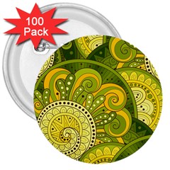 Doodles Patterns Ornament Vector Flowers Green 3  Buttons (100 Pack) 