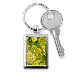 Doodles Patterns Ornament Vector Flowers Green Key Chain (rectangle) by Jancukart