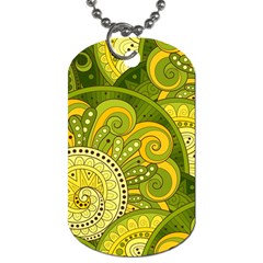 Doodles Patterns Ornament Vector Flowers Green Dog Tag (two Sides)