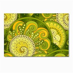 Doodles Patterns Ornament Vector Flowers Green Postcards 5  X 7  (pkg Of 10)