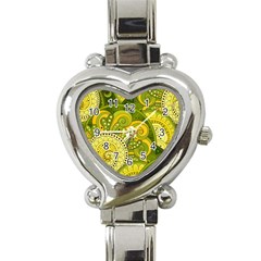 Doodles Patterns Ornament Vector Flowers Green Heart Italian Charm Watch