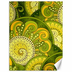 Doodles Patterns Ornament Vector Flowers Green Canvas 12  X 16 