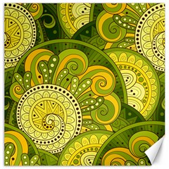 Doodles Patterns Ornament Vector Flowers Green Canvas 16  X 16 