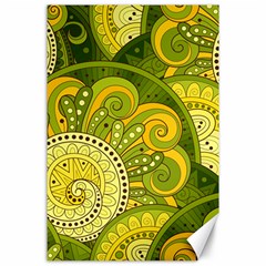 Doodles Patterns Ornament Vector Flowers Green Canvas 24  X 36 