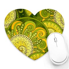 Doodles Patterns Ornament Vector Flowers Green Heart Mousepad