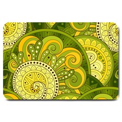 Doodles Patterns Ornament Vector Flowers Green Large Doormat