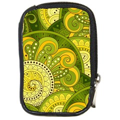 Doodles Patterns Ornament Vector Flowers Green Compact Camera Leather Case