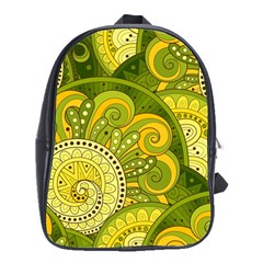 Doodles Patterns Ornament Vector Flowers Green School Bag (large)