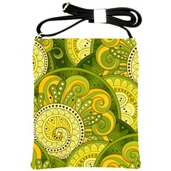 Doodles Patterns Ornament Vector Flowers Green Shoulder Sling Bag