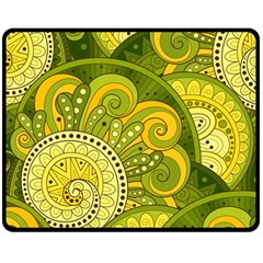 Doodles Patterns Ornament Vector Flowers Green One Side Fleece Blanket (medium)