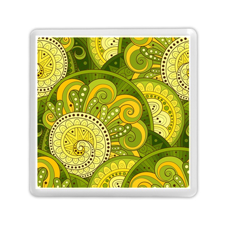 Doodles Patterns Ornament Vector Flowers Green Memory Card Reader (Square)