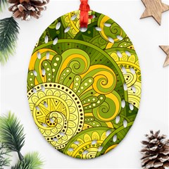 Doodles Patterns Ornament Vector Flowers Green Ornament (oval Filigree) by Jancukart