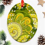 Doodles Patterns Ornament Vector Flowers Green Ornament (Oval Filigree) Front