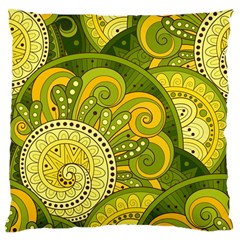 Doodles Patterns Ornament Vector Flowers Green Large Cushion Case (one Side)