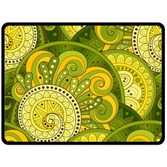 Doodles Patterns Ornament Vector Flowers Green Fleece Blanket (large)