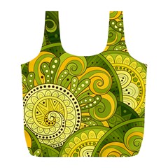 Doodles Patterns Ornament Vector Flowers Green Full Print Recycle Bag (l)