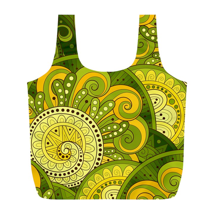 Doodles Patterns Ornament Vector Flowers Green Full Print Recycle Bag (L)