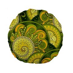 Doodles Patterns Ornament Vector Flowers Green Standard 15  Premium Flano Round Cushions