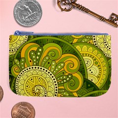 Doodles Patterns Ornament Vector Flowers Green Large Coin Purse