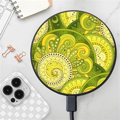 Doodles Patterns Ornament Vector Flowers Green Wireless Fast Charger(black)