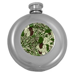 Texture Ornament Pattern Seamless Paisley Round Hip Flask (5 Oz)