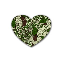 Texture Ornament Pattern Seamless Paisley Rubber Coaster (heart)