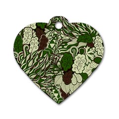 Texture Ornament Pattern Seamless Paisley Dog Tag Heart (two Sides)