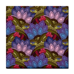 Purple Red And Green Flowers Digital Wallpaper Patterns Ornament Tile Coaster