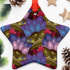 Purple Red And Green Flowers Digital Wallpaper Patterns Ornament Ornament (star)