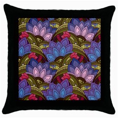 Purple Red And Green Flowers Digital Wallpaper Patterns Ornament Throw Pillow Case (black)