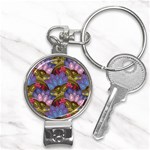 Purple Red And Green Flowers Digital Wallpaper Patterns Ornament Nail Clippers Key Chain Front