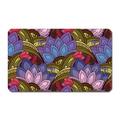 Purple Red And Green Flowers Digital Wallpaper Patterns Ornament Magnet (rectangular) by Jancukart