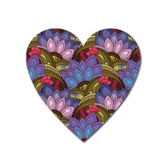 Purple Red And Green Flowers Digital Wallpaper Patterns Ornament Heart Magnet